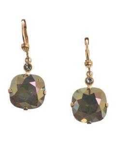 Catherine Popesco Large Stone Crystal Earrings - Sand Opal and Gold