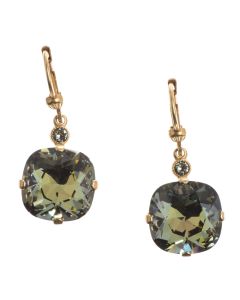 Catherine Popesco Large Stone Crystal Earrings - Tabac and Gold