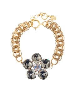 Catherine Popesco Large Stone Crystal Flower Bracelet - Black Diamond