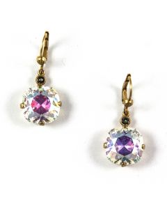 Catherine Popesco Large Stone Crystal Earrings - Crystal AB and Gold