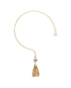 Catherine Popesco Large Stone Crystal Tassel Necklace - Assorted Colors in Gold