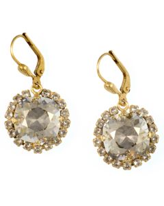 Catherine Popesco Large Stone Earrings With Crystals - Shade and Gold