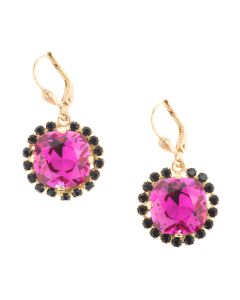 Catherine Popesco Large Stone Earrings with Jet Black Surrounding Crystals - Assorted Colors