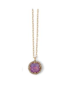 Catherine Popesco Large Stone Necklace With Crystals - Lavender and Gold