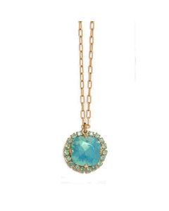 Catherine Popesco Large Stone Necklace With Surrounding Crystals - Assorted Colors in Gold