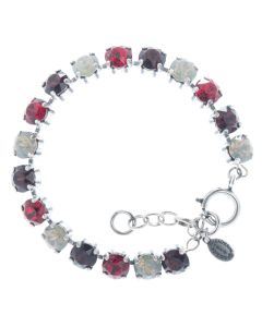 Catherine Popesco Multi Color Crystal Bracelet - Silver Ruby Red Combo