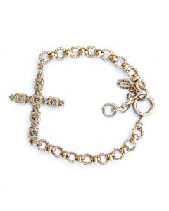 Catherine Popesco Ornate Crystal Cross Gold Bracelet