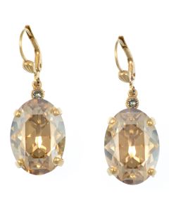 Catherine Popesco Oval Champagne and Gold Crystal Earrings