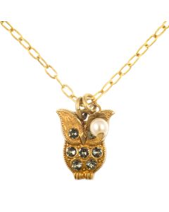 La Vie Parisienne Owl Necklace with Pearl