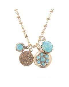 Catherine Popesco Pacific Opal Crystal Charm Locket Necklace 