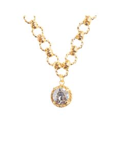 Catherine Popesco Round Chain Gold Crystal Pendant Necklace LV-1272G-SH