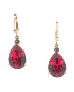 Catherine Popesco Scarlet Red Teardrop Crystal Earrings