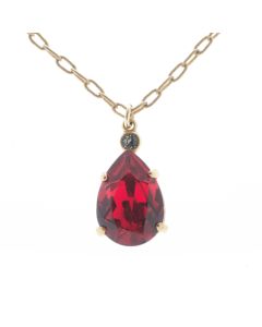 Catherine Popesco Scarlet Red Teardrop Crystal Pendant Necklace