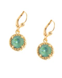 Catherine Popesco Silky Sage Crystal in Circle Gold Earrings - Assorted Colors LV-9553G