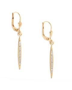 Catherine Popesco Small Spear Stone Channel Gold Earrings with Tiny Crystals