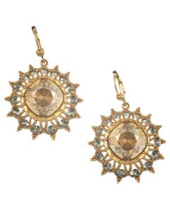 Catherine Popesco Starburst Crystal Earrings in Champagne and Gold