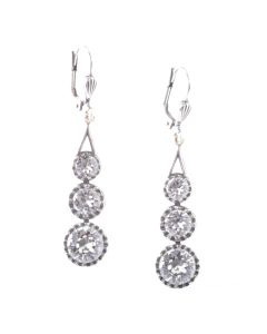 Catherine Popesco Three Stone Crystal Earrings - Black Diamond & Silver