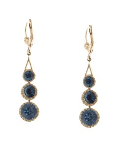 Catherine Popesco Three Stone Crystal Earrings - Midnight Blue