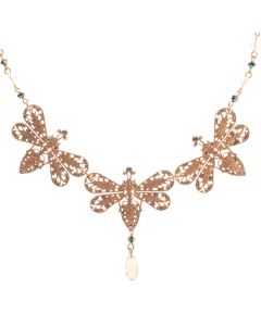 Catherine Popesco Triple Filigree Bee Crystal Necklace - Black Diamond