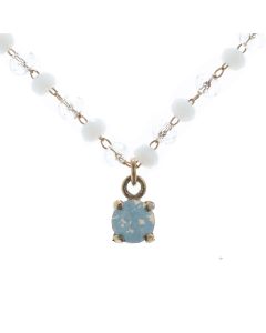 Catherine Popesco White Opal Crystal Beaded Necklace with Tiny Pendant