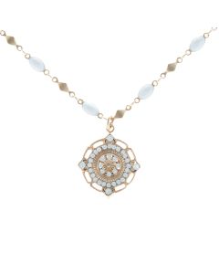 Catherine Popesco White Opal Crystal Medallion Pendant Necklace