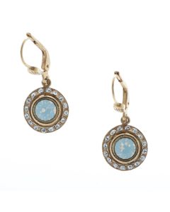 Catherine Popesco White Opal Small Round Rhinestone Dangle Earrings