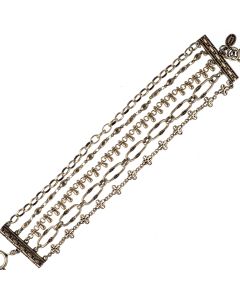 Catherine Popesco Wide Multi Chain Silver Bracelet