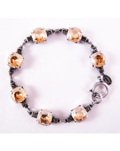Medium Stone Crystal Bracelet - Champagne and Silver