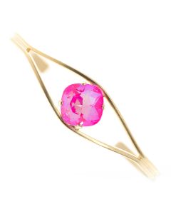 Clara Beau Elegant Fancy 12mm Square Ultra Pink Crystal Cuff Bracelet