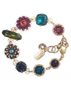 Clara Beau Elegant Multicolor Swarovski Crystal Gold Filigree Bracelet