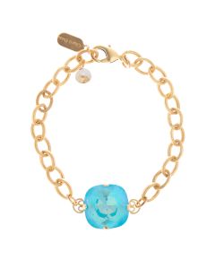 Clara Beau Gracefully Bold 18mm Ultra Turquoise Crystal Link Chain Bracelet