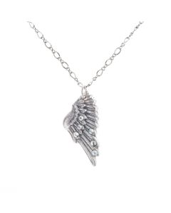 Clara Beau Jewelry Antique Silver Crystal Wing Pendant Necklace