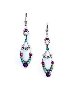 Clara Beau Multi Colored Crystal Silver Pendulum Earrings