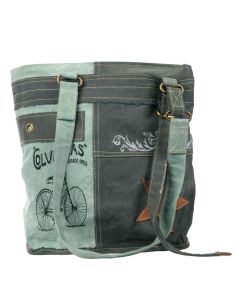 Grey & Aqua Columbias Shoulder Tote Bag/Purse by Clea Ray Leather & Canvas