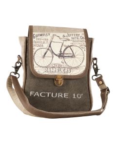 American Ramblers Bicycle Leather & Canvas Purse Messanger Bag by Clea Ray