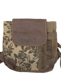 French Le Jardin Floral Print Canvas & Leather Backpack Purse by Clea Ray