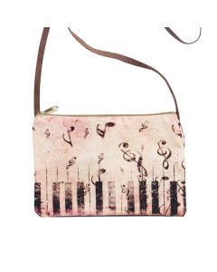 Piano Keys Music Notes Sling Purse with Leather Strap by Clea Ray