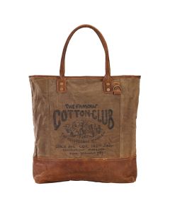 The Famous Cotton Club Large Leather & Canvas Tote Bag by Clea Ray