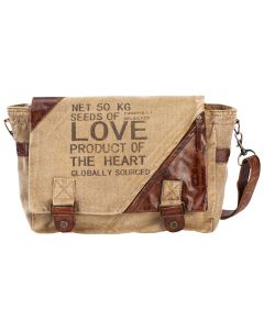 Seeds of Love Product of the Heart Re-purposed Canvas Purse by Clea Ray