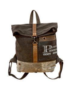 Peace Patience Kindness Goodness Canvas & Leather Large Backpack by Clea Ray
