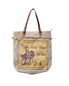 Outlaw Woman Wild West Cowgirl Leather & Canvas Tote Bag/Purse by Clea Ray