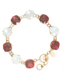 Catherine Popesco Large Stone Crystal Bracelet - Red & White Opal Combo