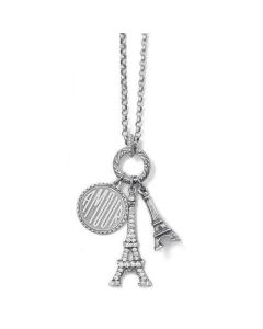 Amour Eiffel Tower Crystal Silver Charm Necklace