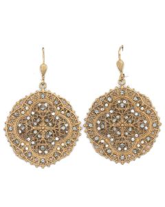 Crystal and Gold Filigree Earrings - Catherine Popesco