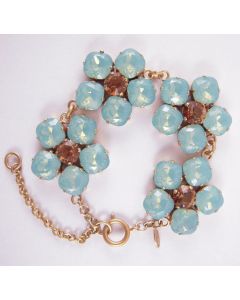 Large Crystal Flower Bracelet - Pasific Opal and Gold