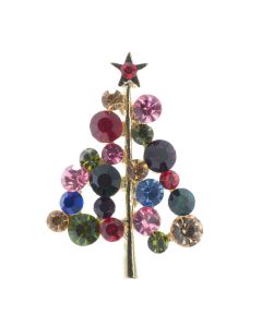 Gold Round Rhinestone Christmas Tree With Star