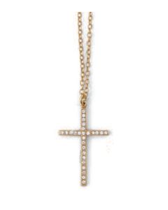 Catherine Popesco Gold or Silver Clear Crystal Cross Necklace