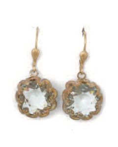 Catherine Popesco Fancy Large Stone Round Earrings - Ice and Gold