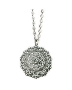 Beautiful Silver Crystal Medallion Necklace by Catherine Popesco