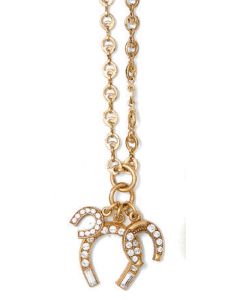 Catherine Popesco Gold & Crystal Triple Horseshoe Necklace